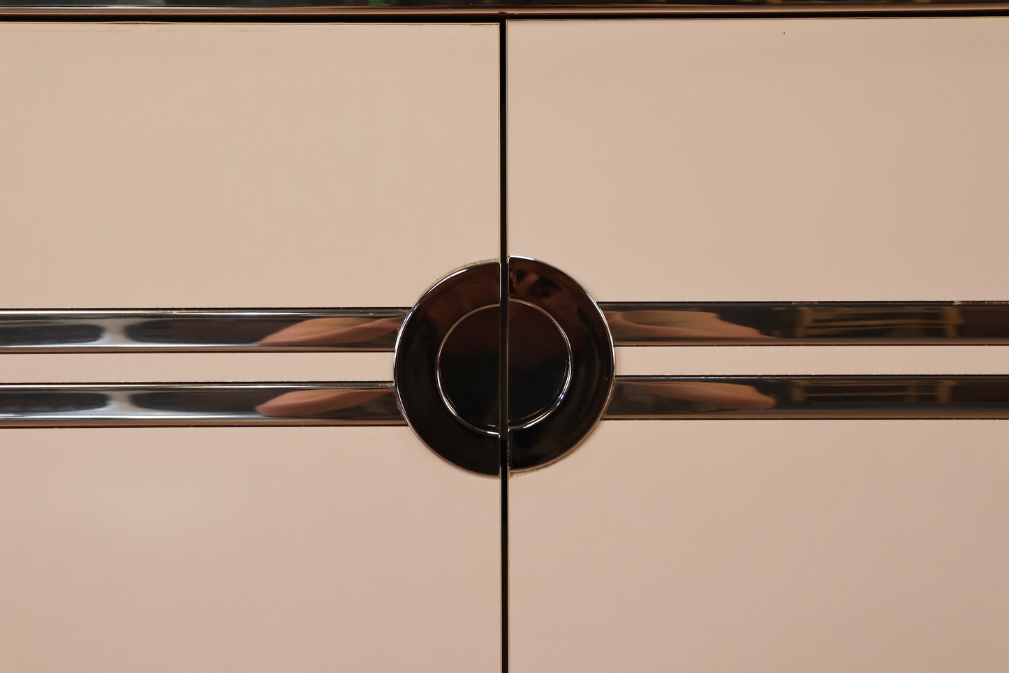 Pierre Cardin White & Chrome 4-Door Credenza - ONLINE ONLY