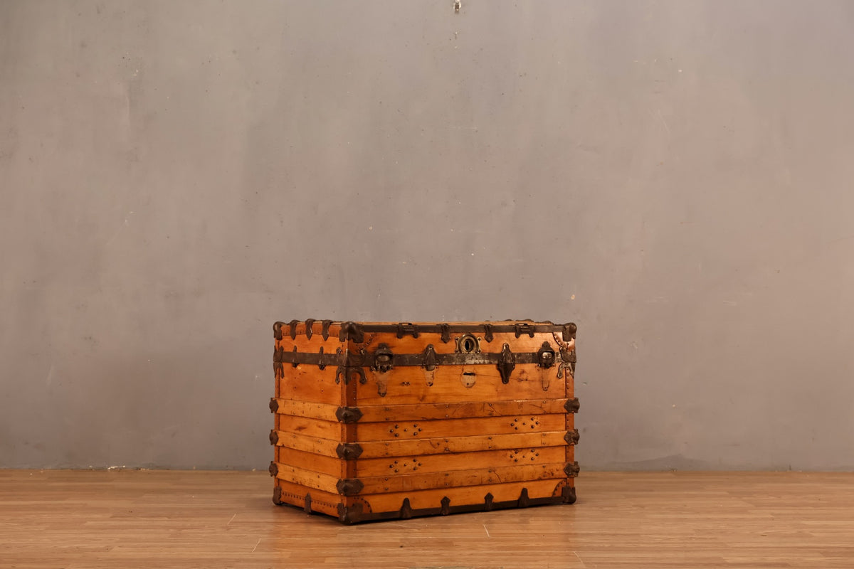 Rustic Wood & Brass Trunk