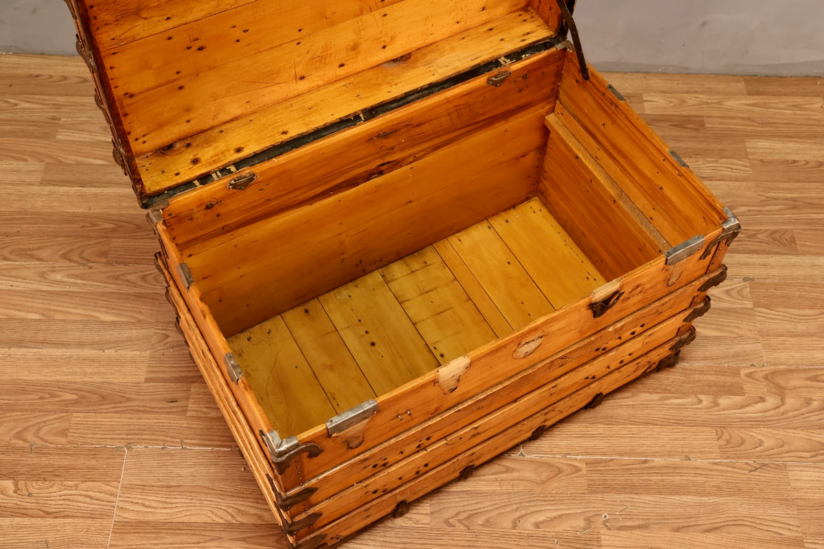 Rustic Wood & Brass Trunk
