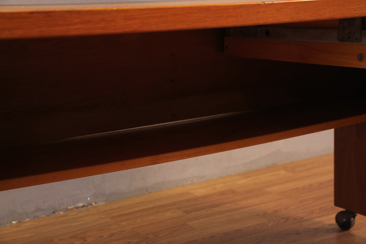 Danish Teak Rolling Desk with Shelves