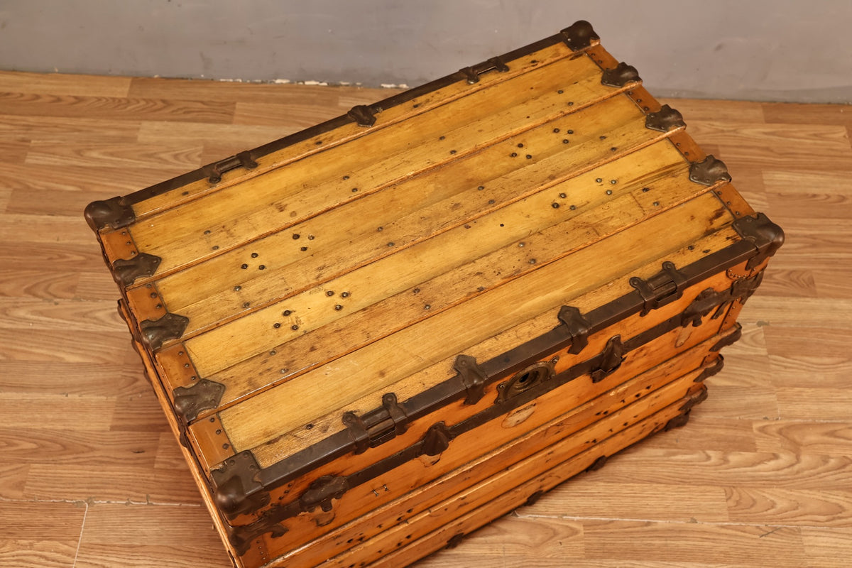 Rustic Wood & Brass Trunk