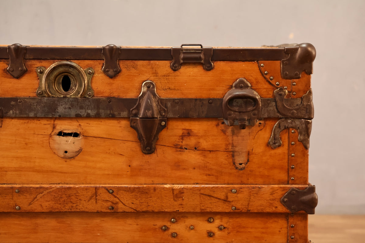 Rustic Wood & Brass Trunk