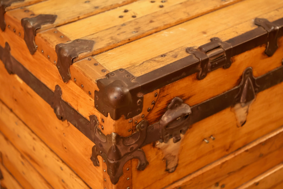 Rustic Wood & Brass Trunk