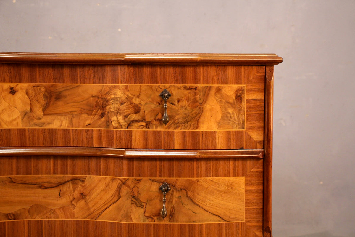 Art Nouveau Burl Wood 2-Drawer Commode