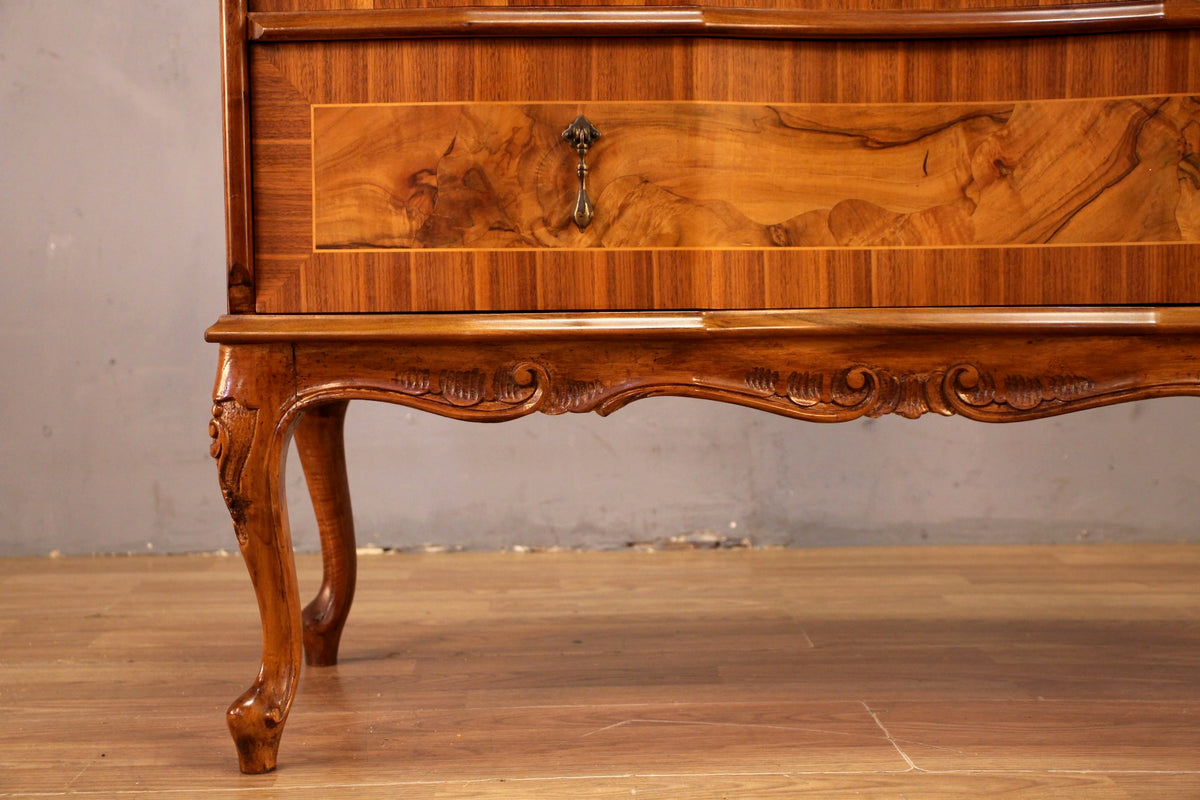 Art Nouveau Burl Wood 2-Drawer Commode