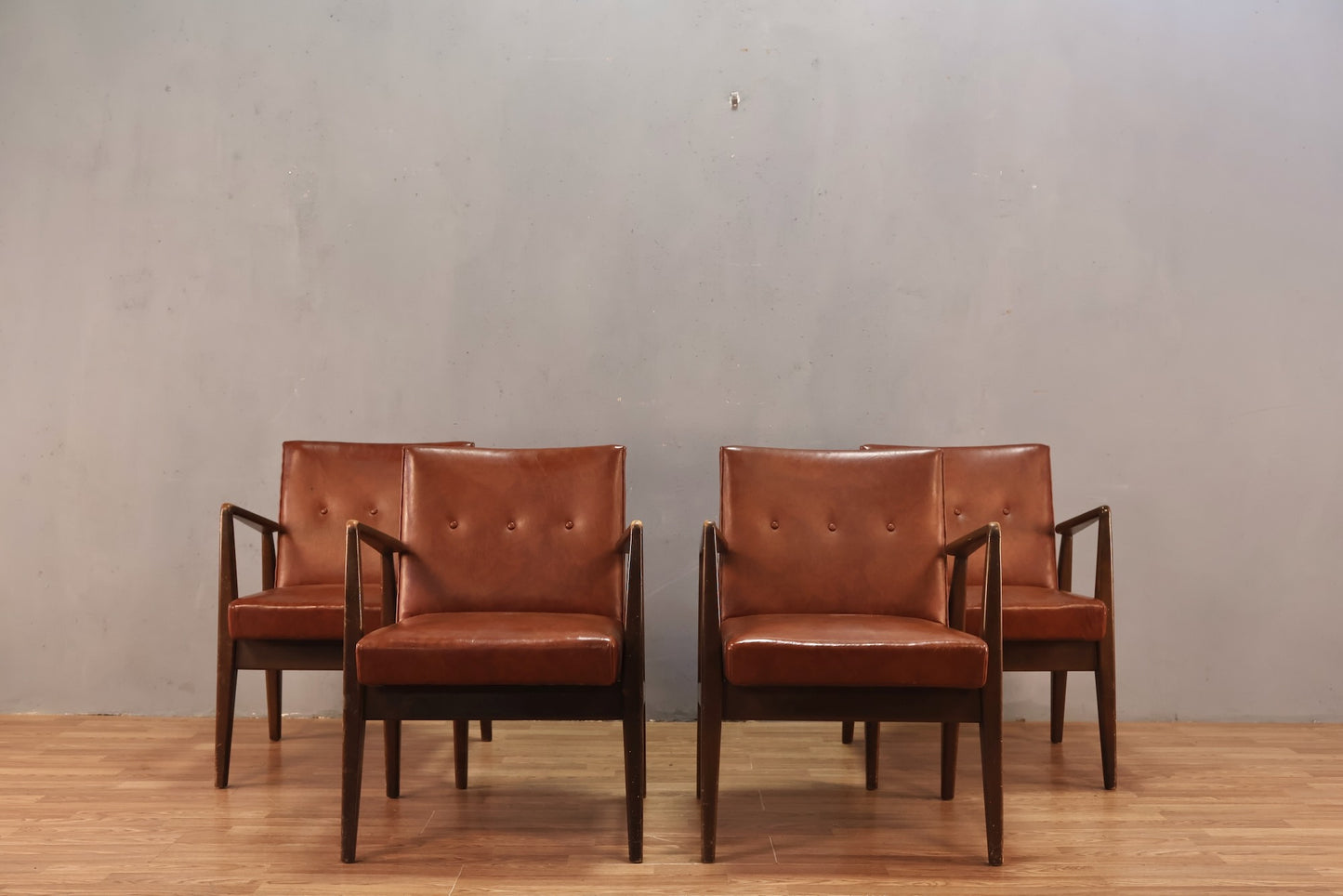 Mid Century Toffee Vinyl Armchair