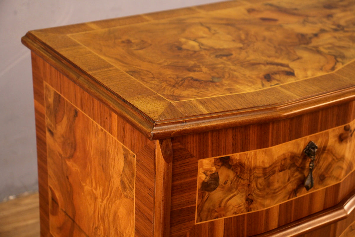 Art Nouveau Burl Wood 2-Drawer Commode