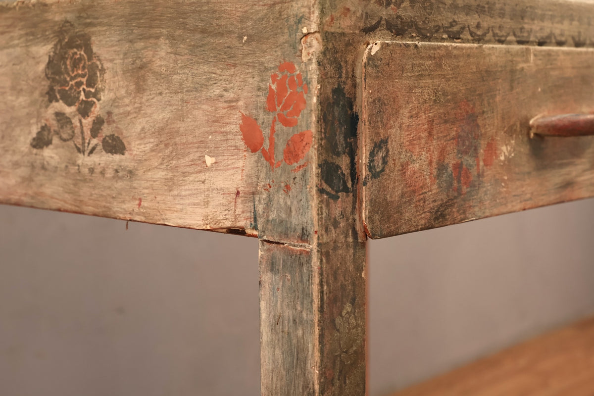 Shabby Floral Metal End Table