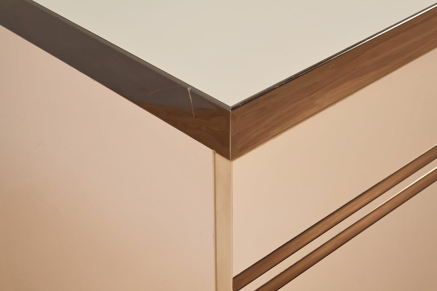 Pierre Cardin White & Chrome 4-Door Credenza - ONLINE ONLY