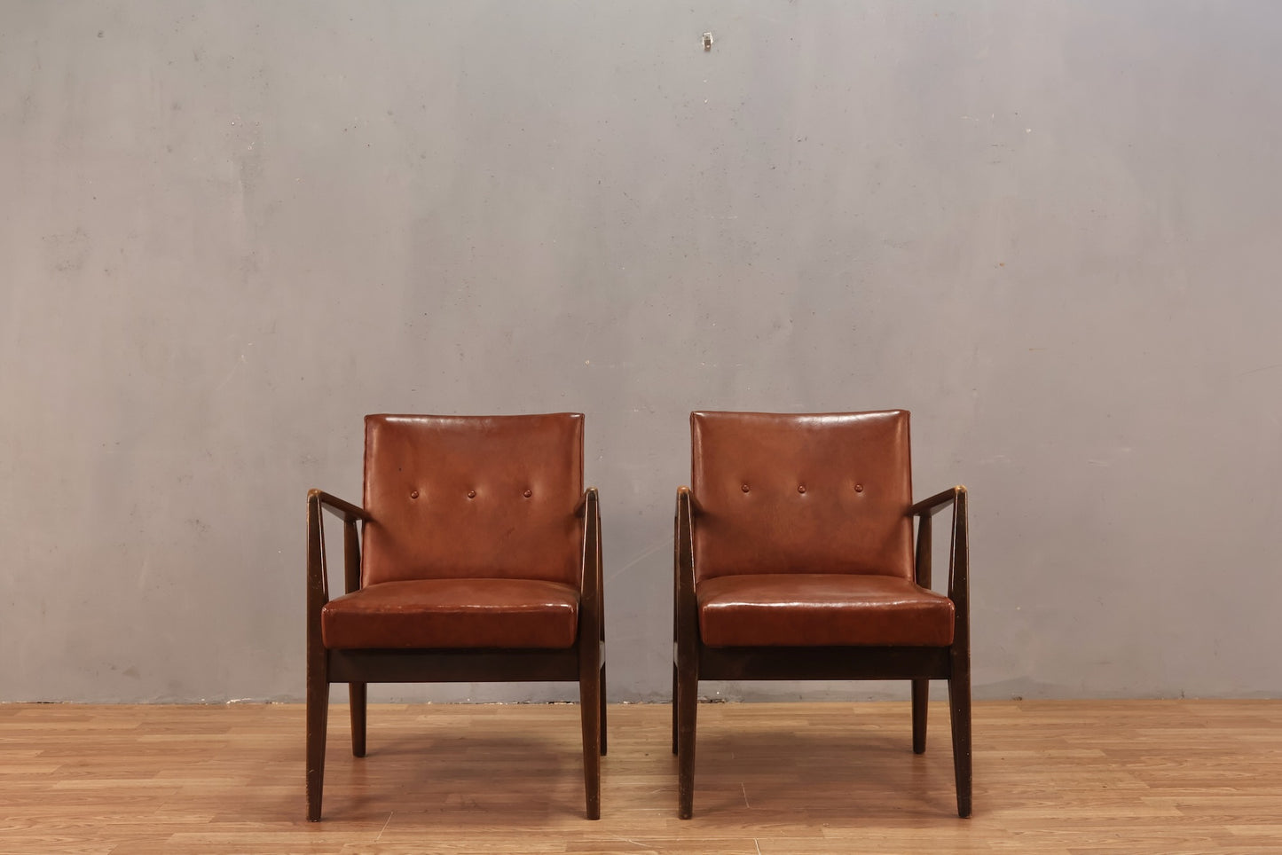Mid Century Toffee Vinyl Armchair