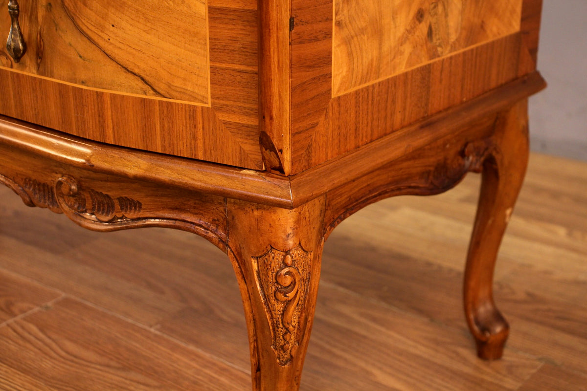 Art Nouveau Burl Wood 2-Drawer Commode