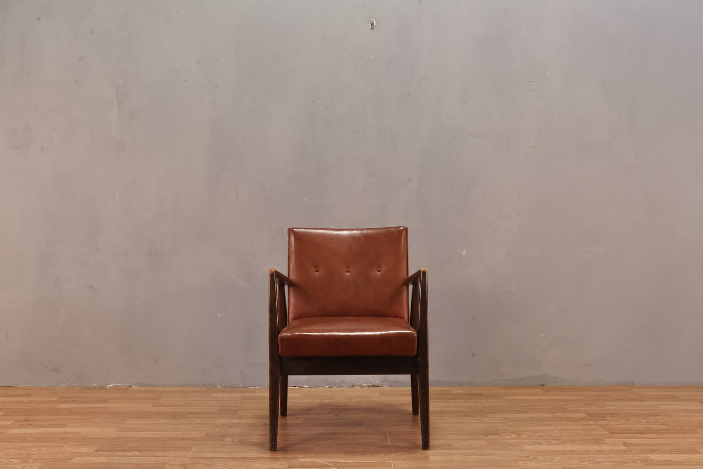 Mid Century Toffee Vinyl Armchair