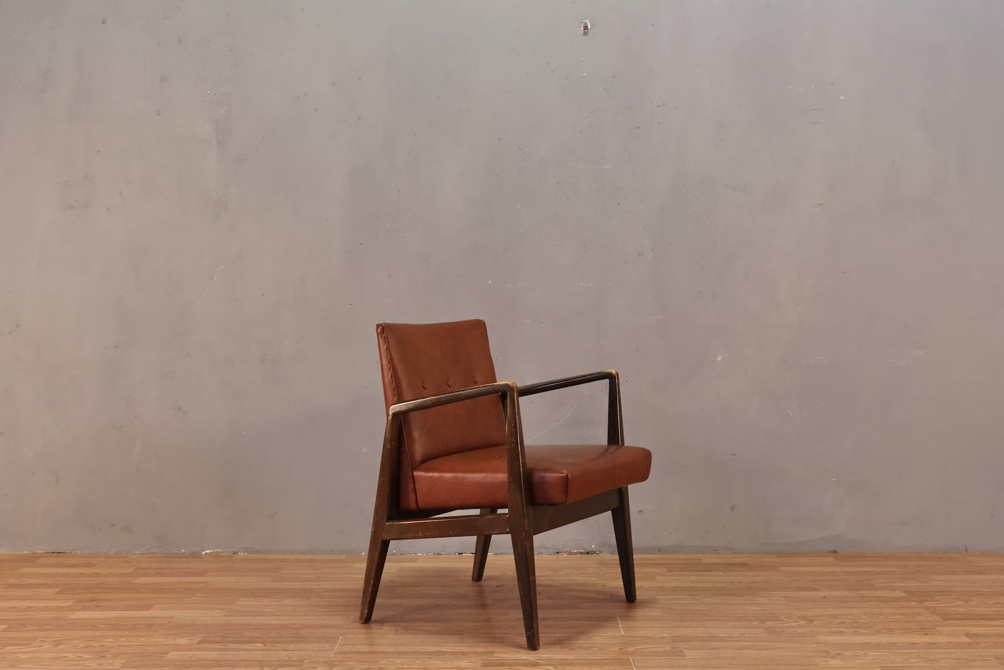 Mid Century Toffee Vinyl Armchair