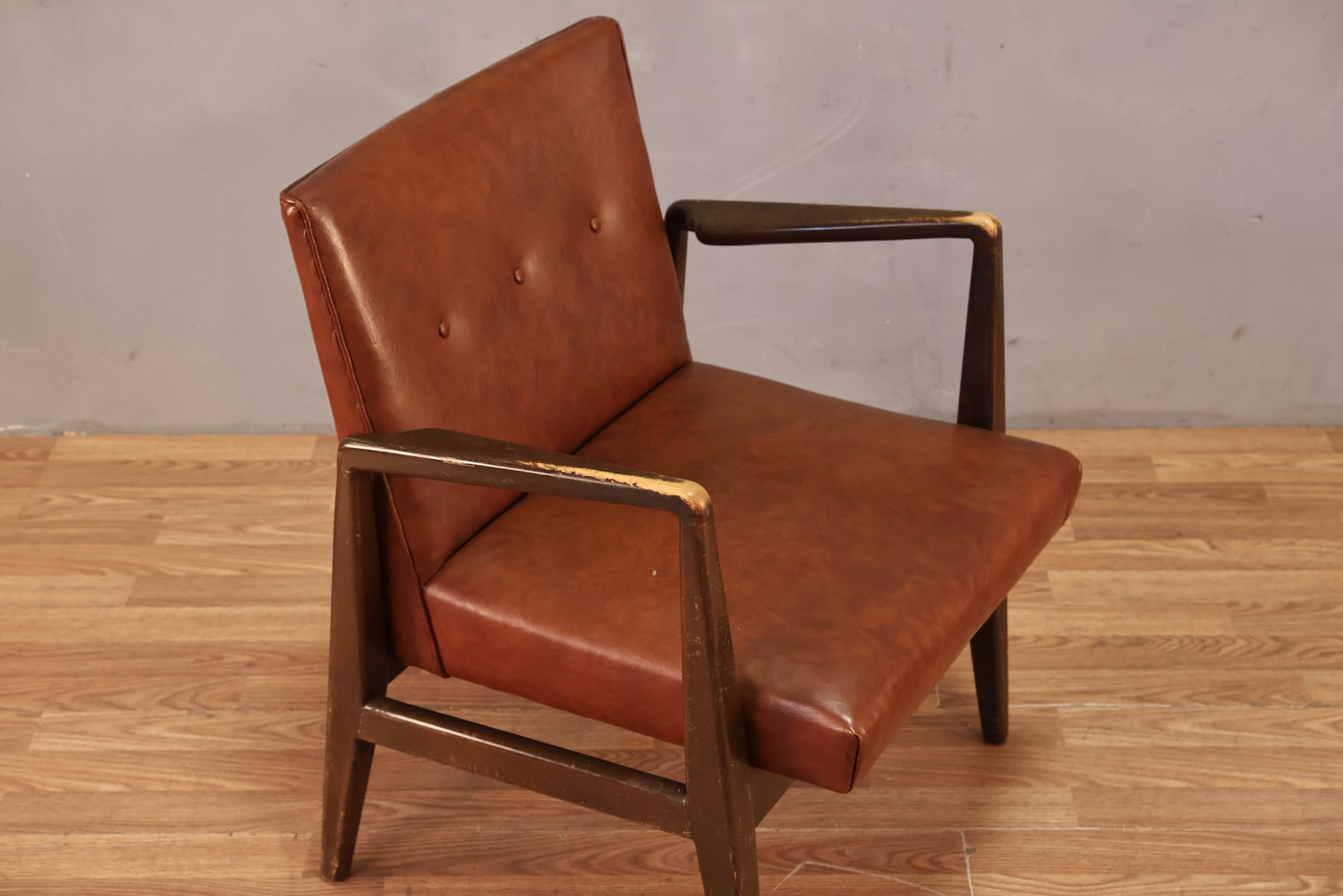 Mid Century Toffee Vinyl Armchair