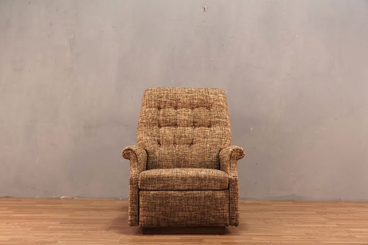 Mid Century Tweed Reclining Lounge Chair - ONLINE ONLY