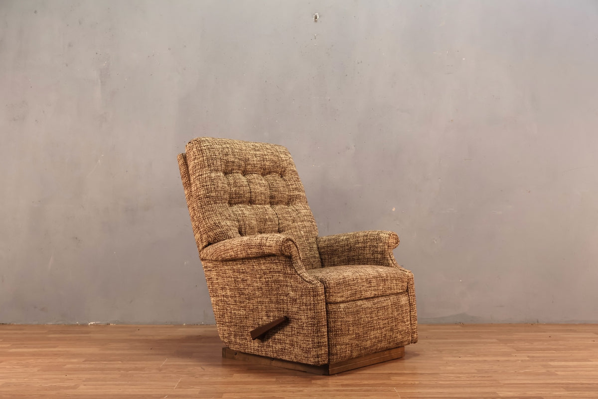 Mid Century Tweed Reclining Lounge Chair - ONLINE ONLY