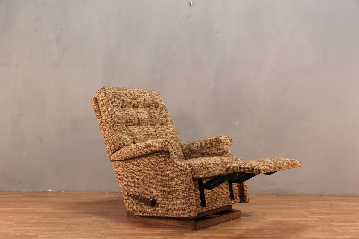 Mid Century Tweed Reclining Lounge Chair - ONLINE ONLY