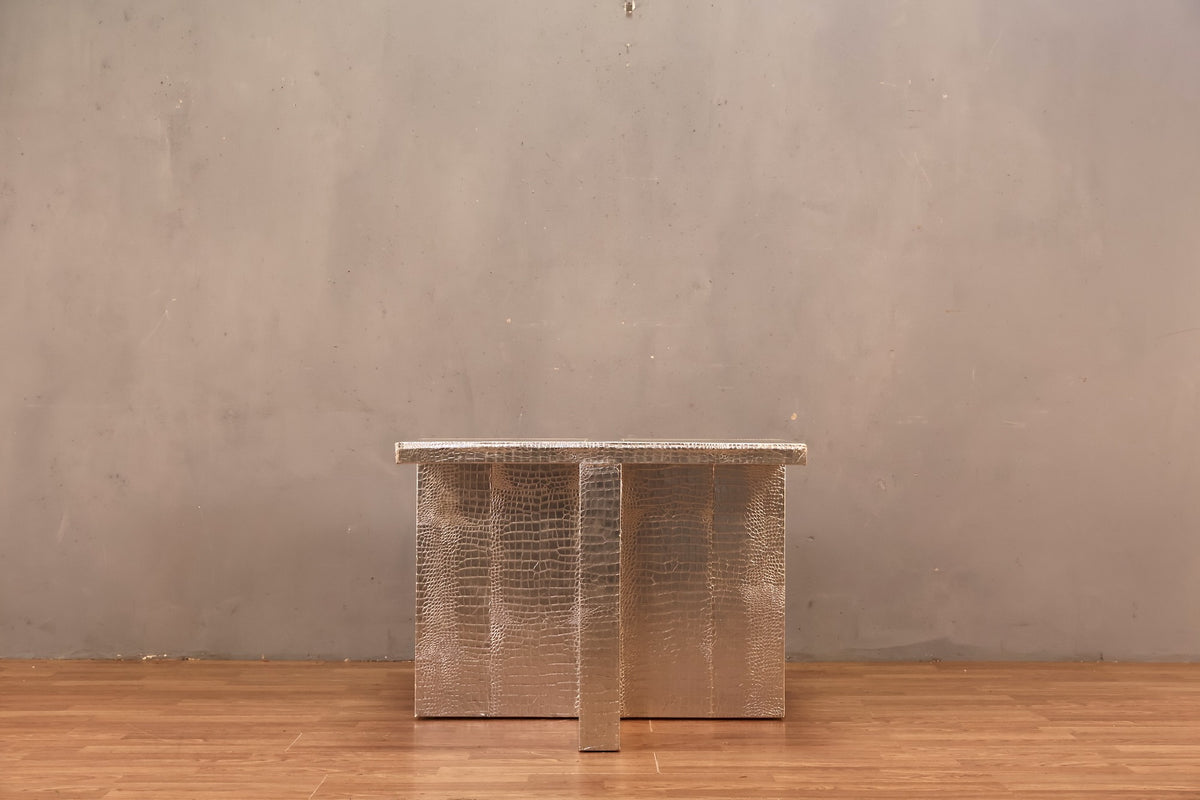 Large Silver Alligator End Table - ONLINE ONLY