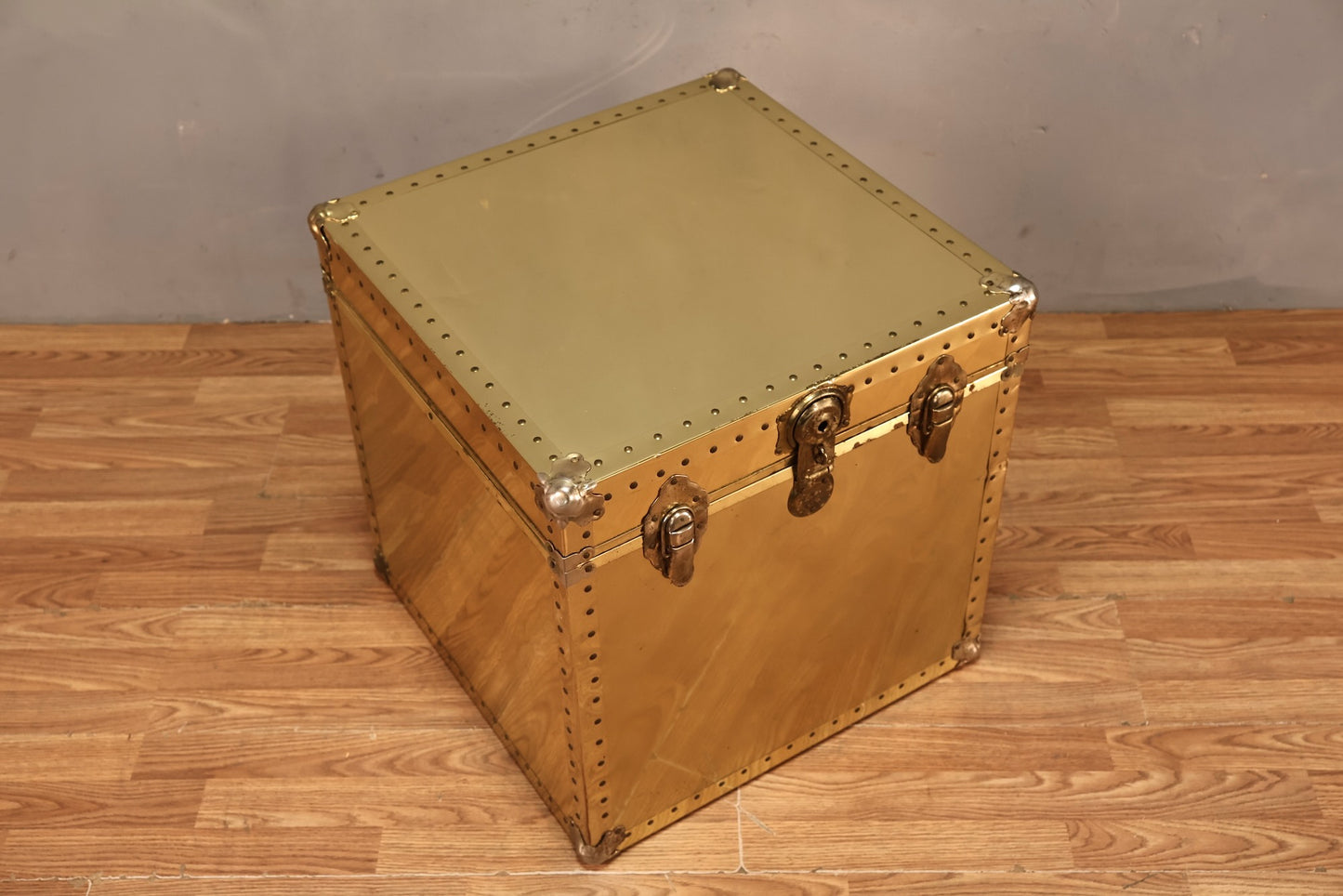 Campaign Gold Cedar-Lined Cube Trunk - ONLINE ONLY