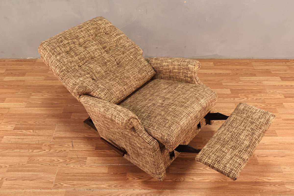 Mid Century Tweed Reclining Lounge Chair - ONLINE ONLY
