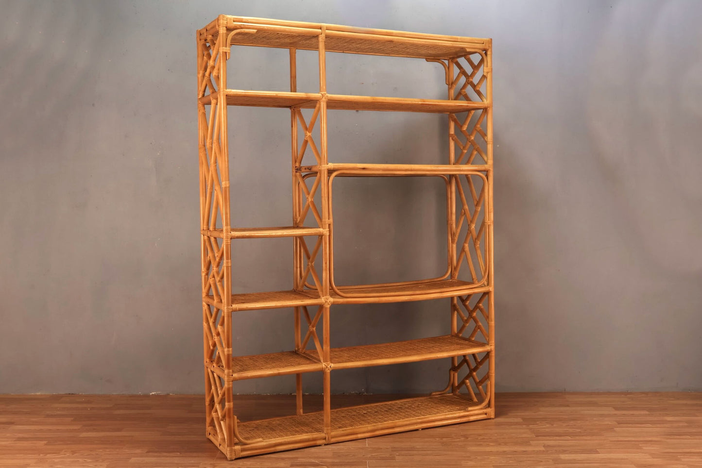 Large Bamboo & Rattan Divided Etagere - ONLINE ONLY