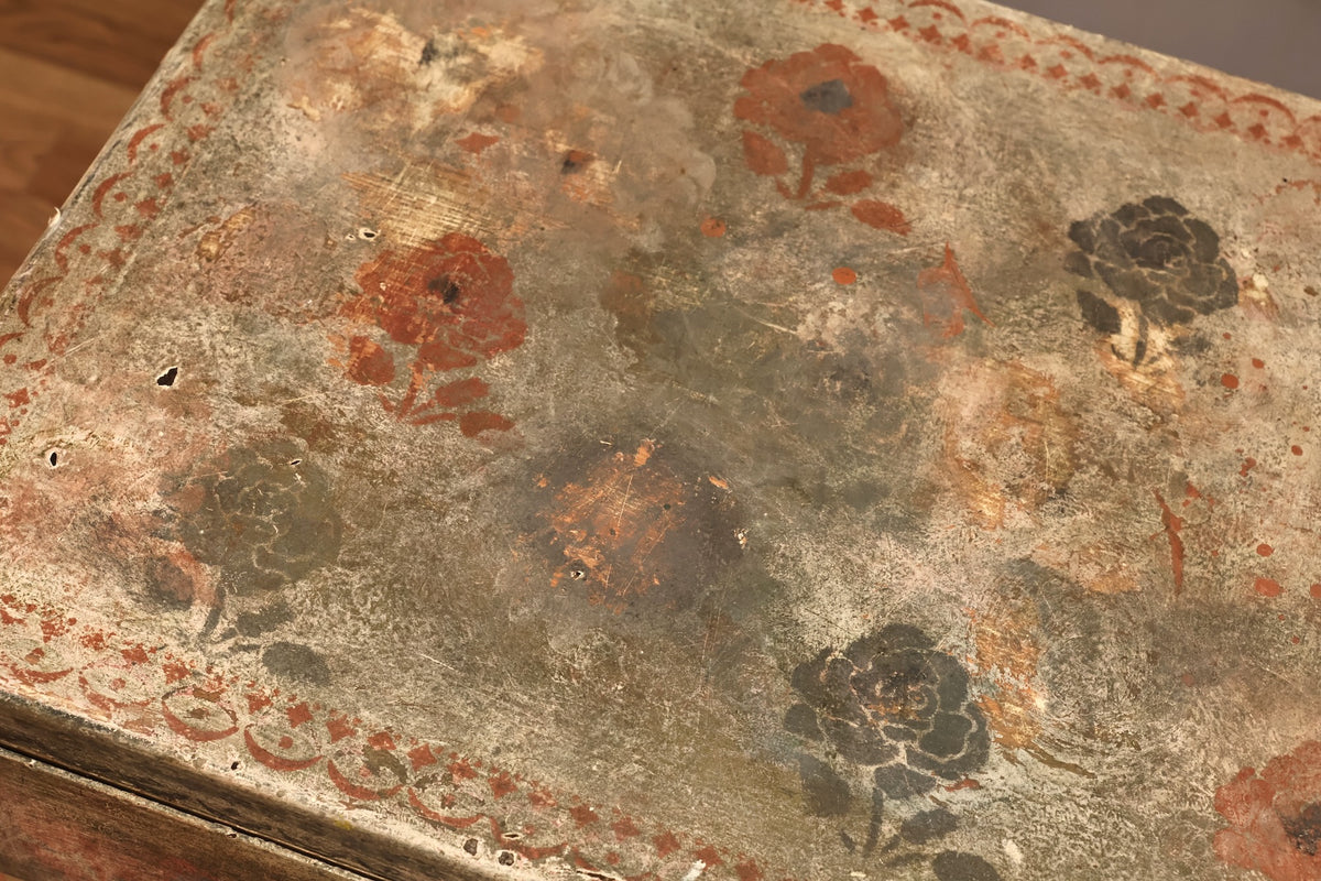 Shabby Floral Metal End Table