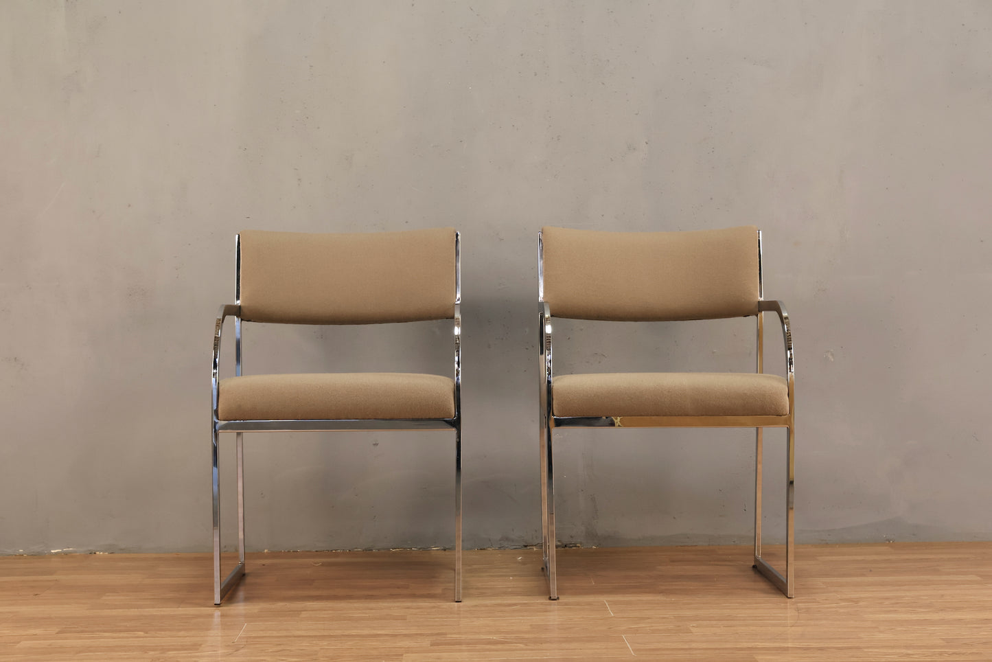 Sleek Chrome & Greige Armchair