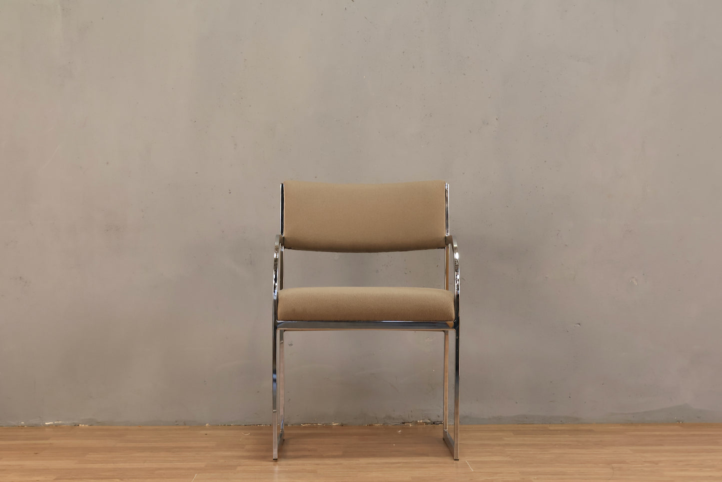 Sleek Chrome & Greige Armchair