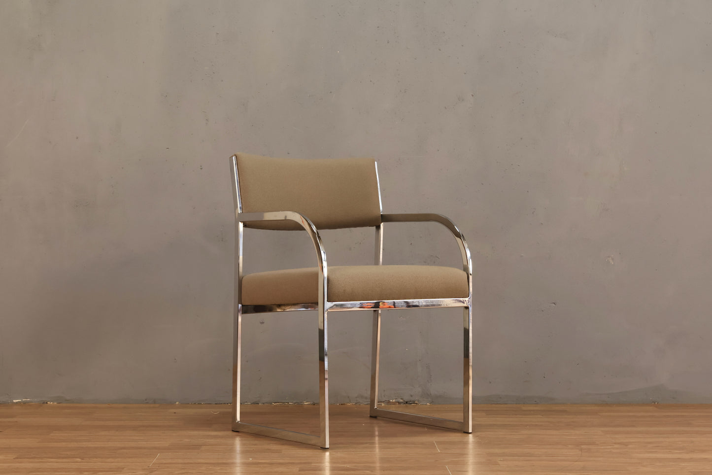 Sleek Chrome & Greige Armchair