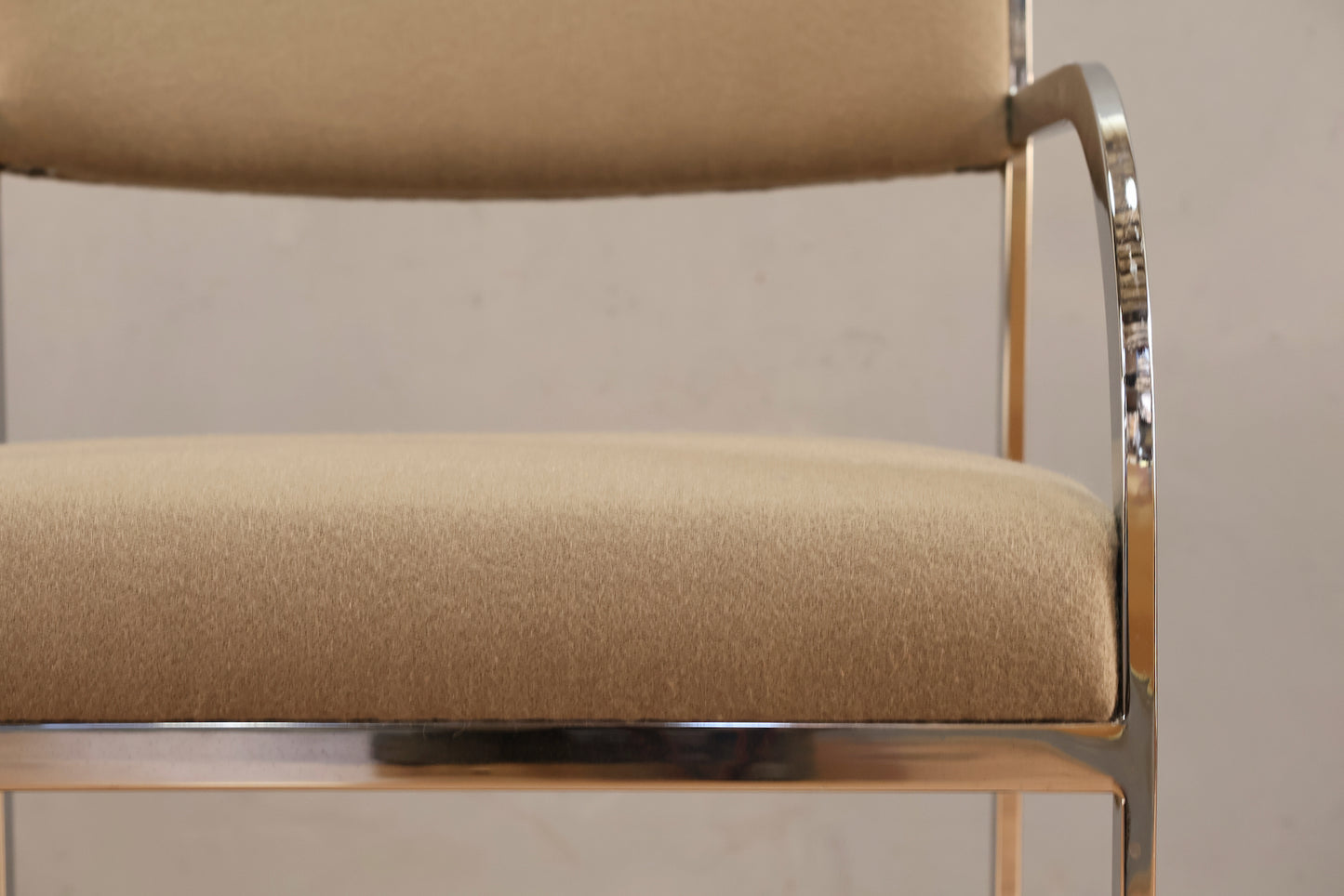 Sleek Chrome & Greige Armchair