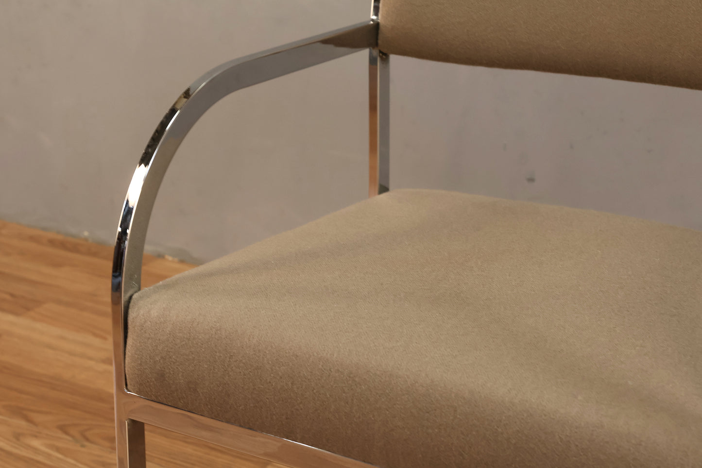 Sleek Chrome & Greige Armchair