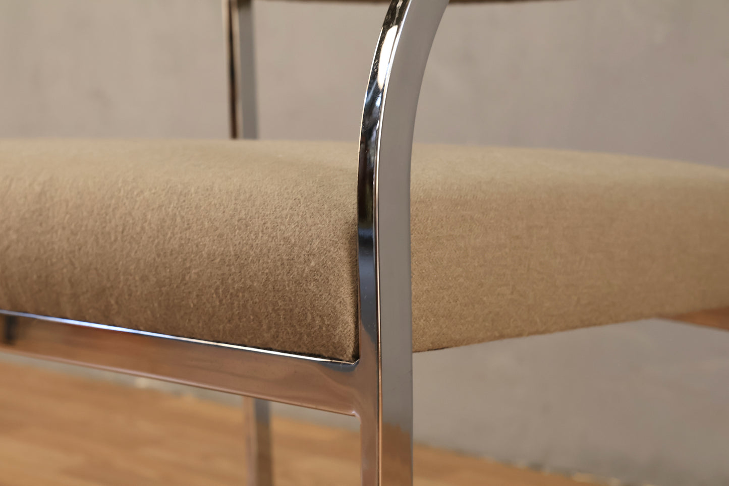 Sleek Chrome & Greige Armchair