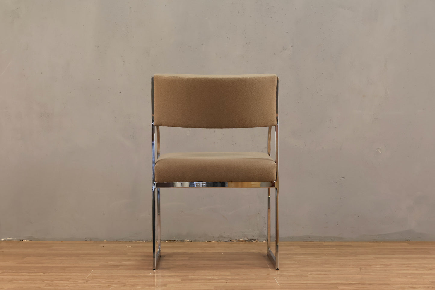 Sleek Chrome & Greige Armchair