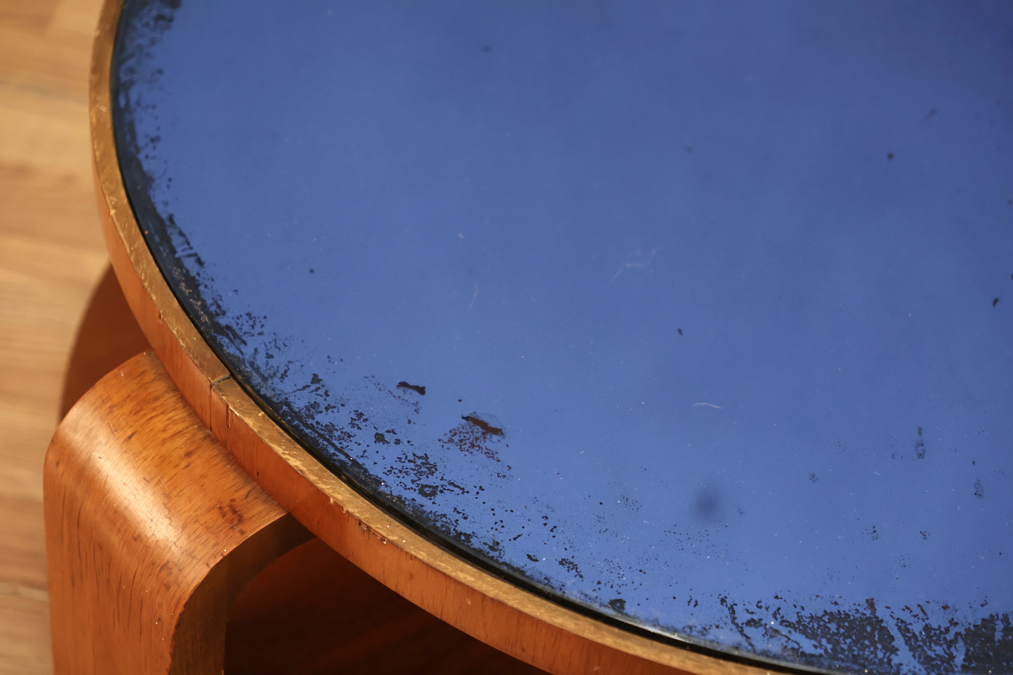 Art Deco Blue Glass Round Coffee Table