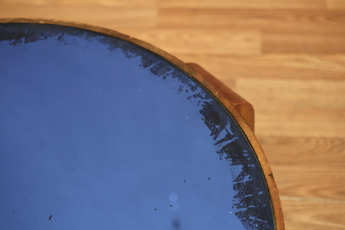 Art Deco Blue Glass Round Coffee Table