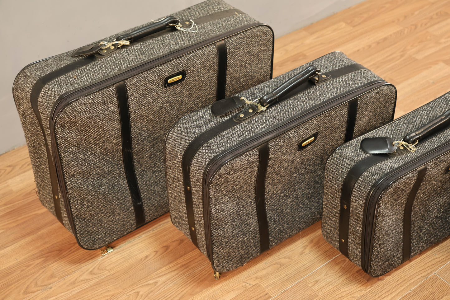Set of 4 Charcoal Tweed Suitcases