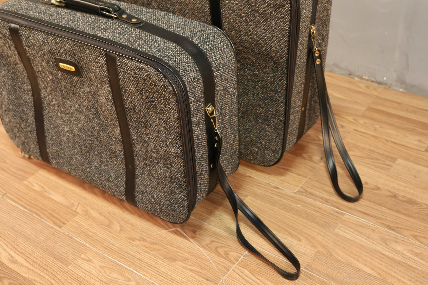 Set of 4 Charcoal Tweed Suitcases