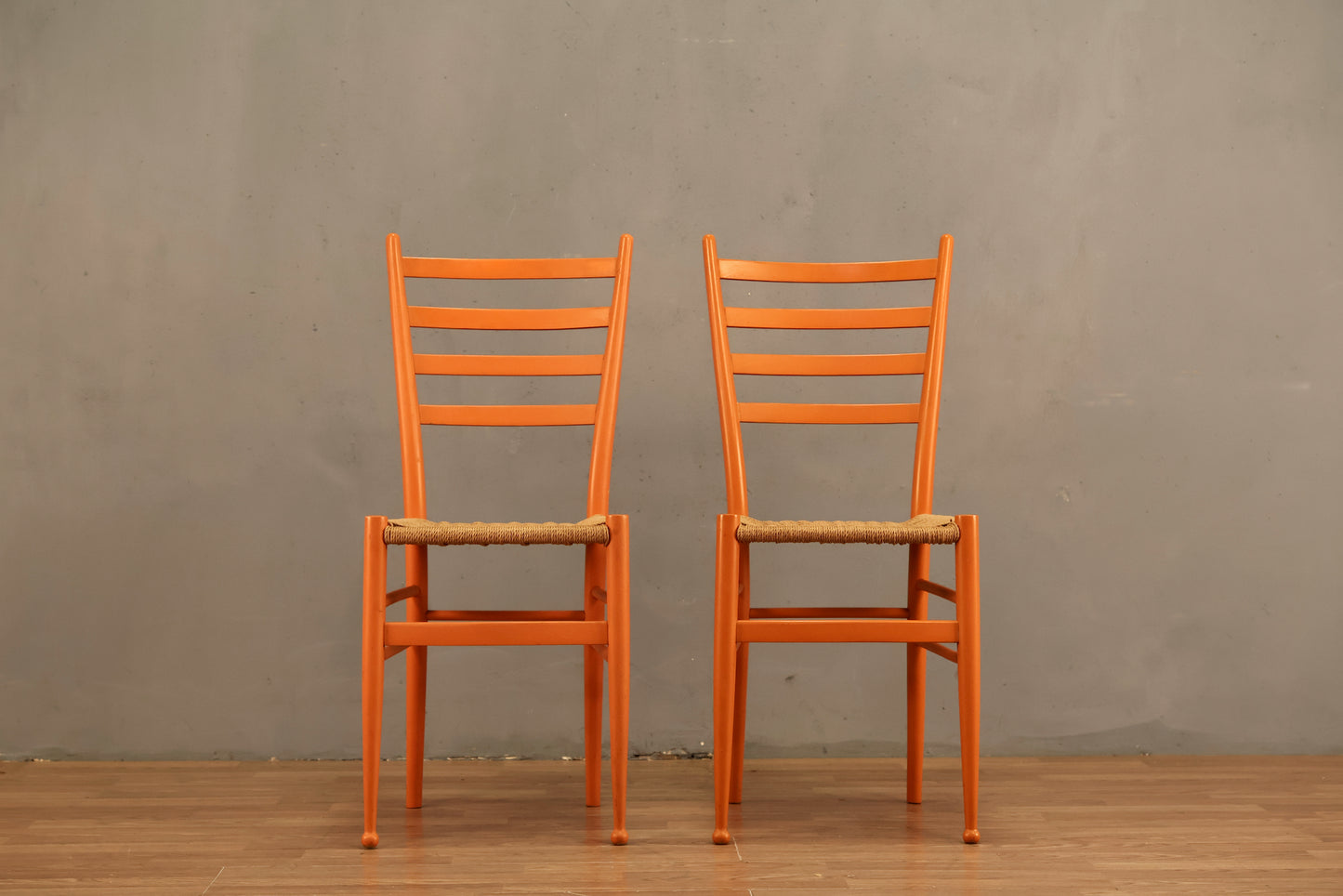 Tangerine & Rush Gio Ponti-Style Side Chair