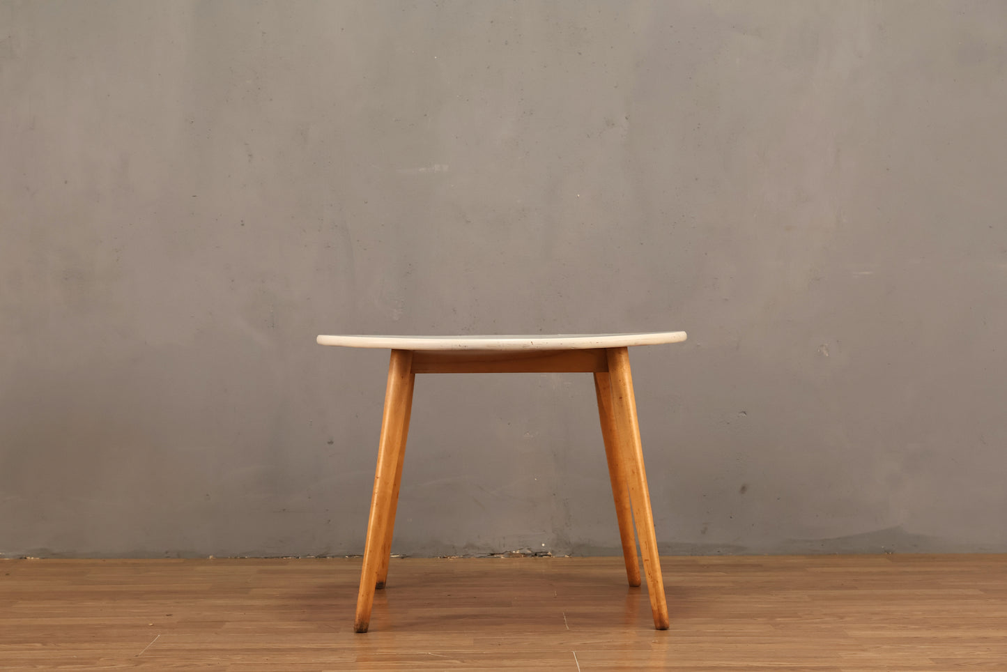 Tall Round Maple & White Coffee Table