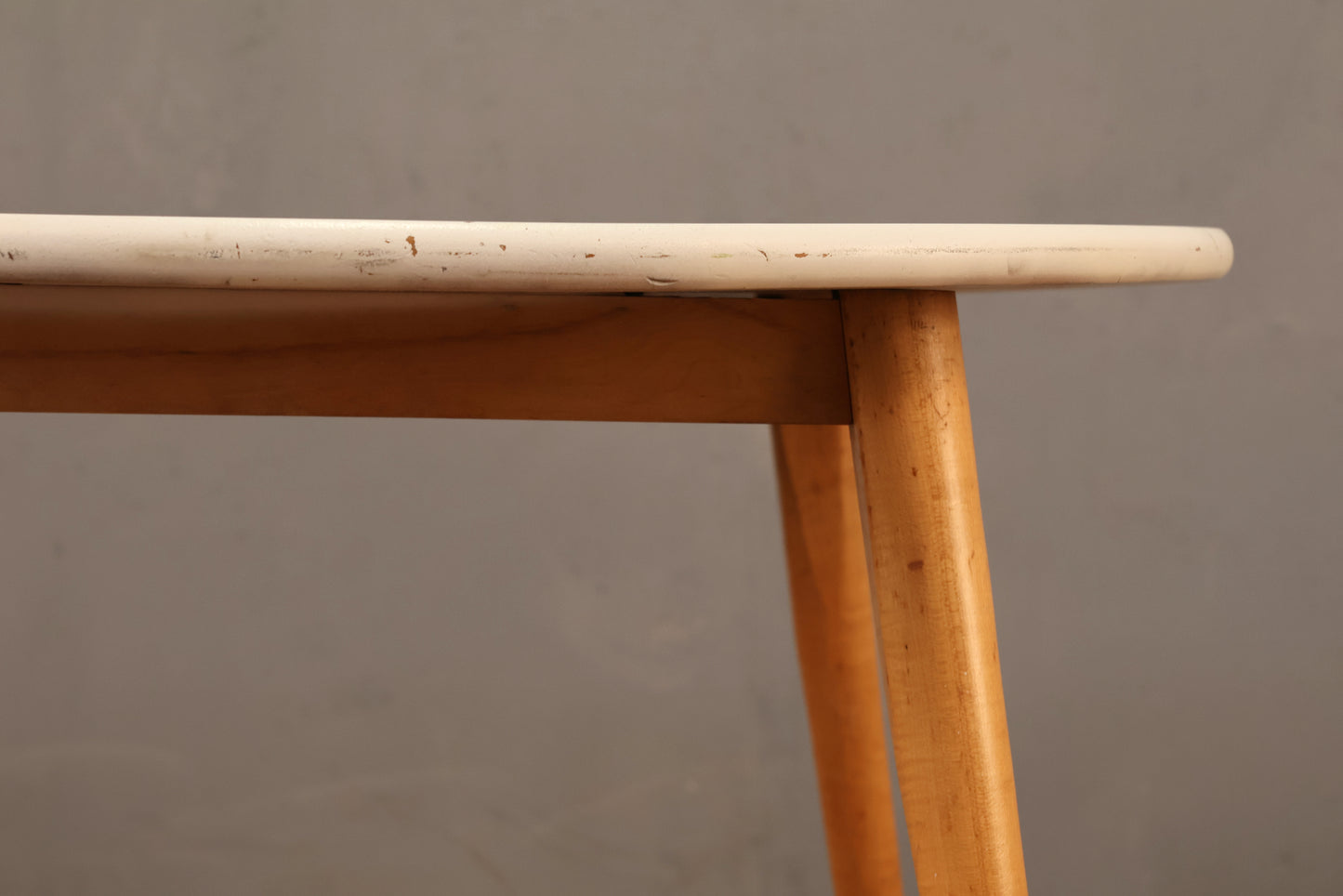 Tall Round Maple & White Coffee Table