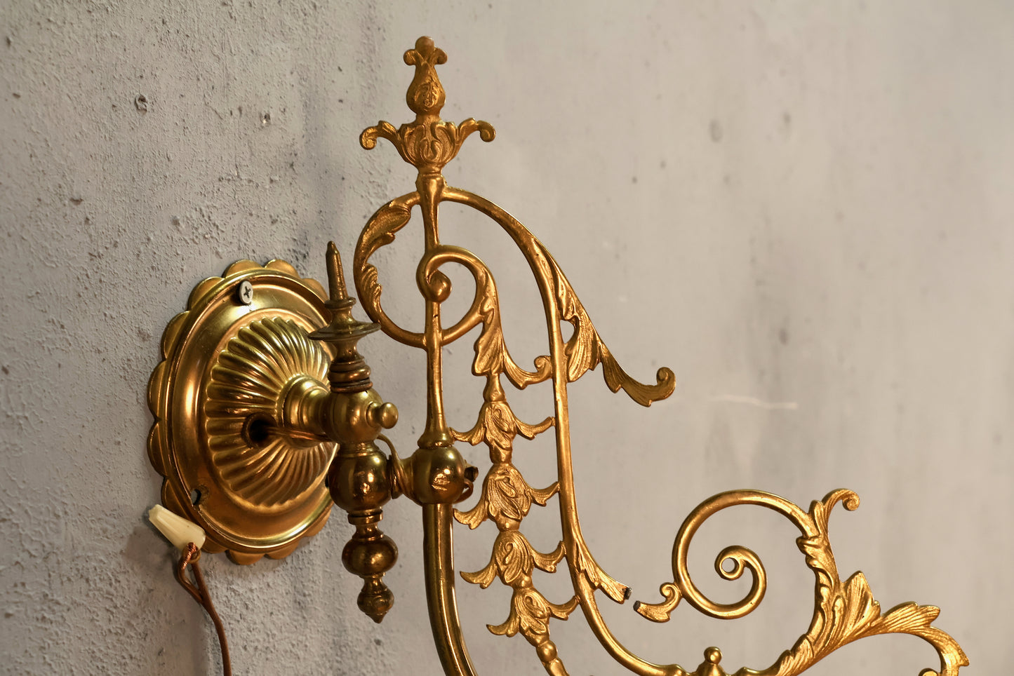 Ornate English Brass & Blush Sconce