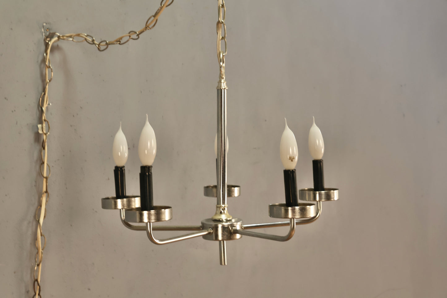 Chrome Candelabra Swag Lamp