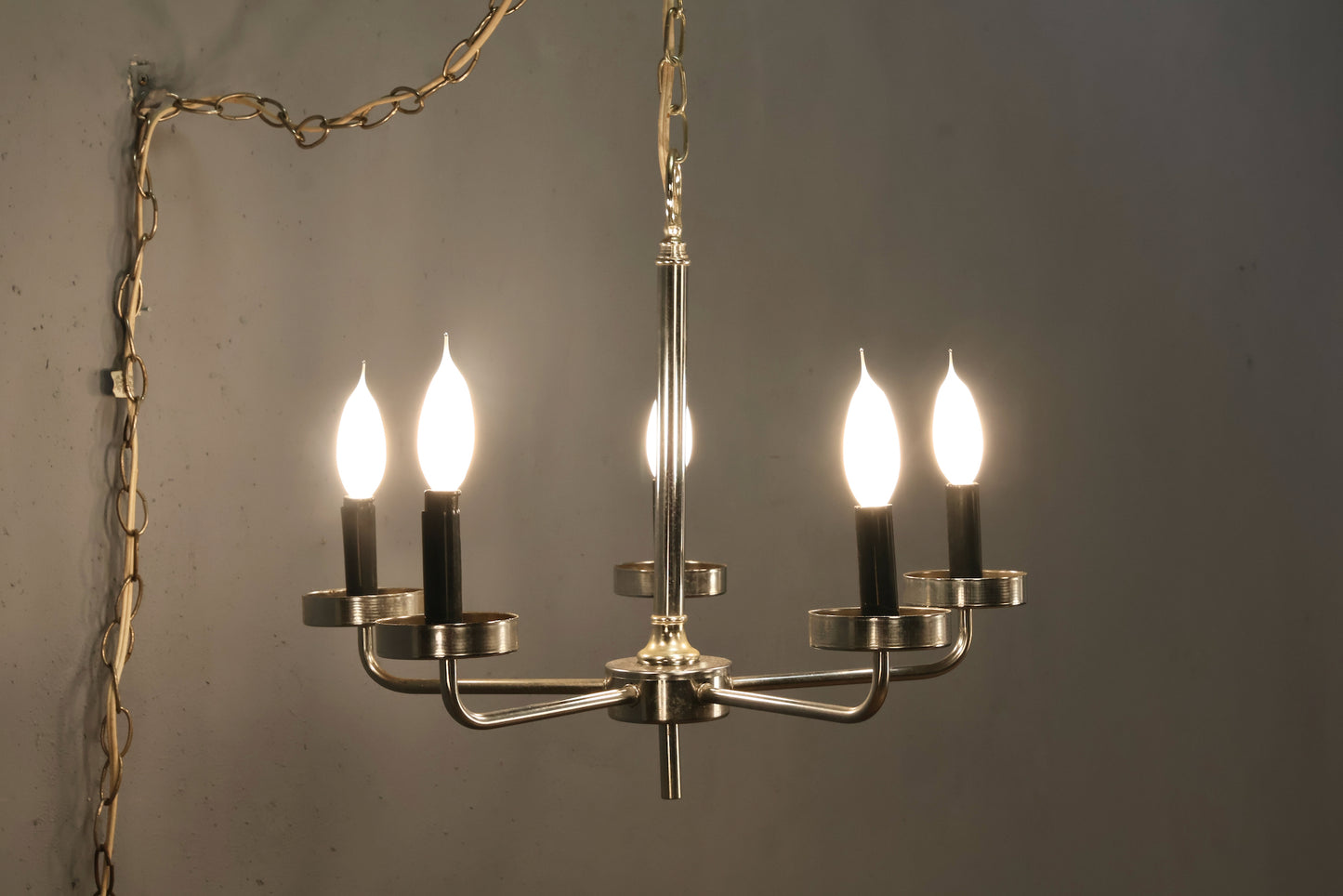 Chrome Candelabra Swag Lamp