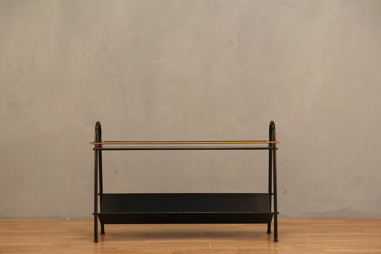 Atomic Black & Gold 2-Tier Metal Shelf