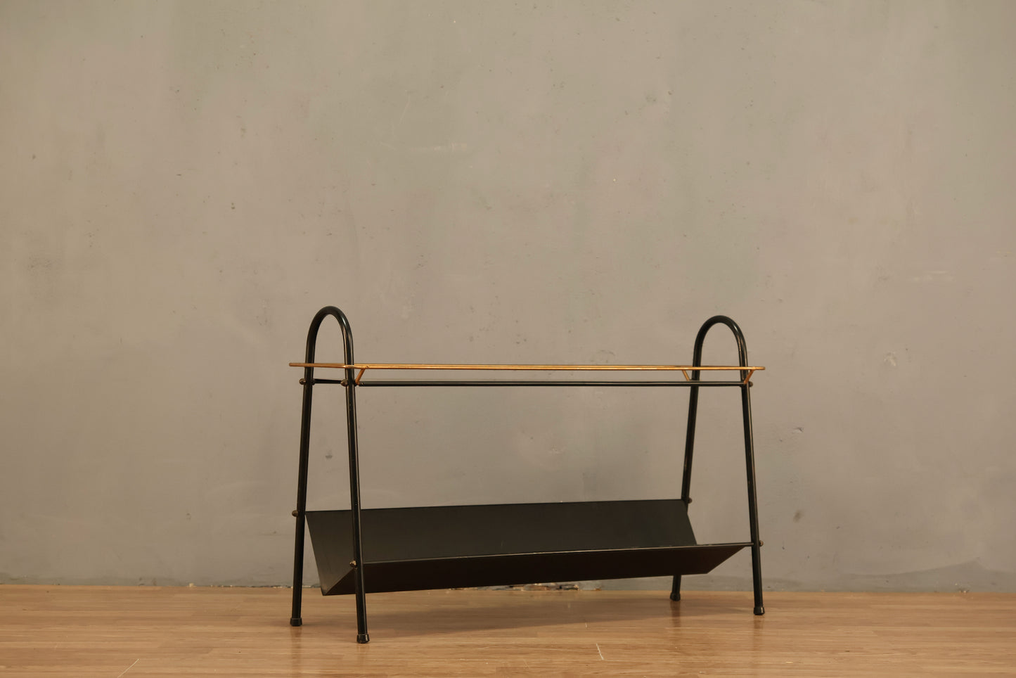 Atomic Black & Gold 2-Tier Metal Shelf