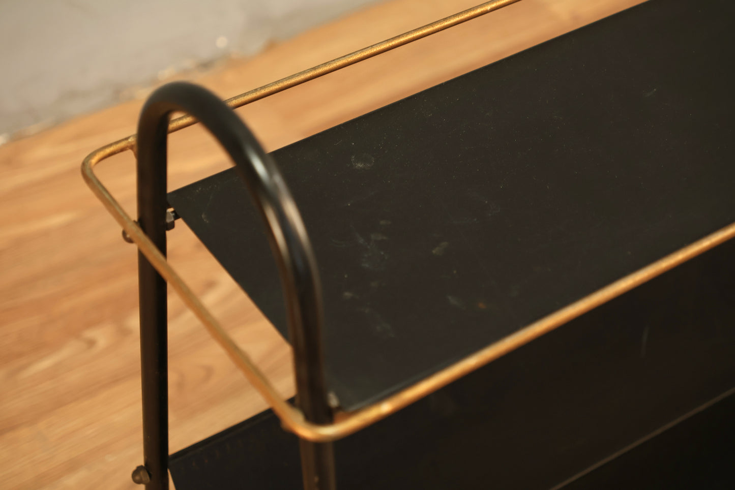 Atomic Black & Gold 2-Tier Metal Shelf