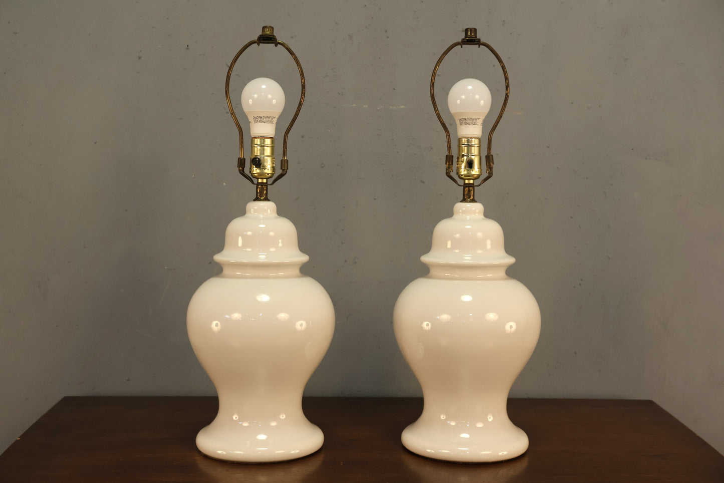 Pair of White Ceramic Table Lamps