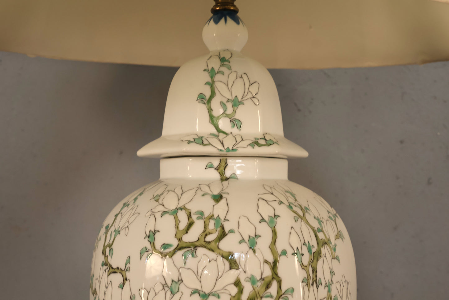 Large Floral Porcelain Lamp