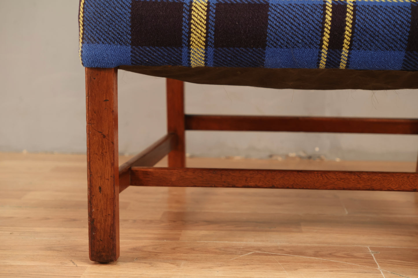 Blue & Yellow Plaid Wingback Armchair