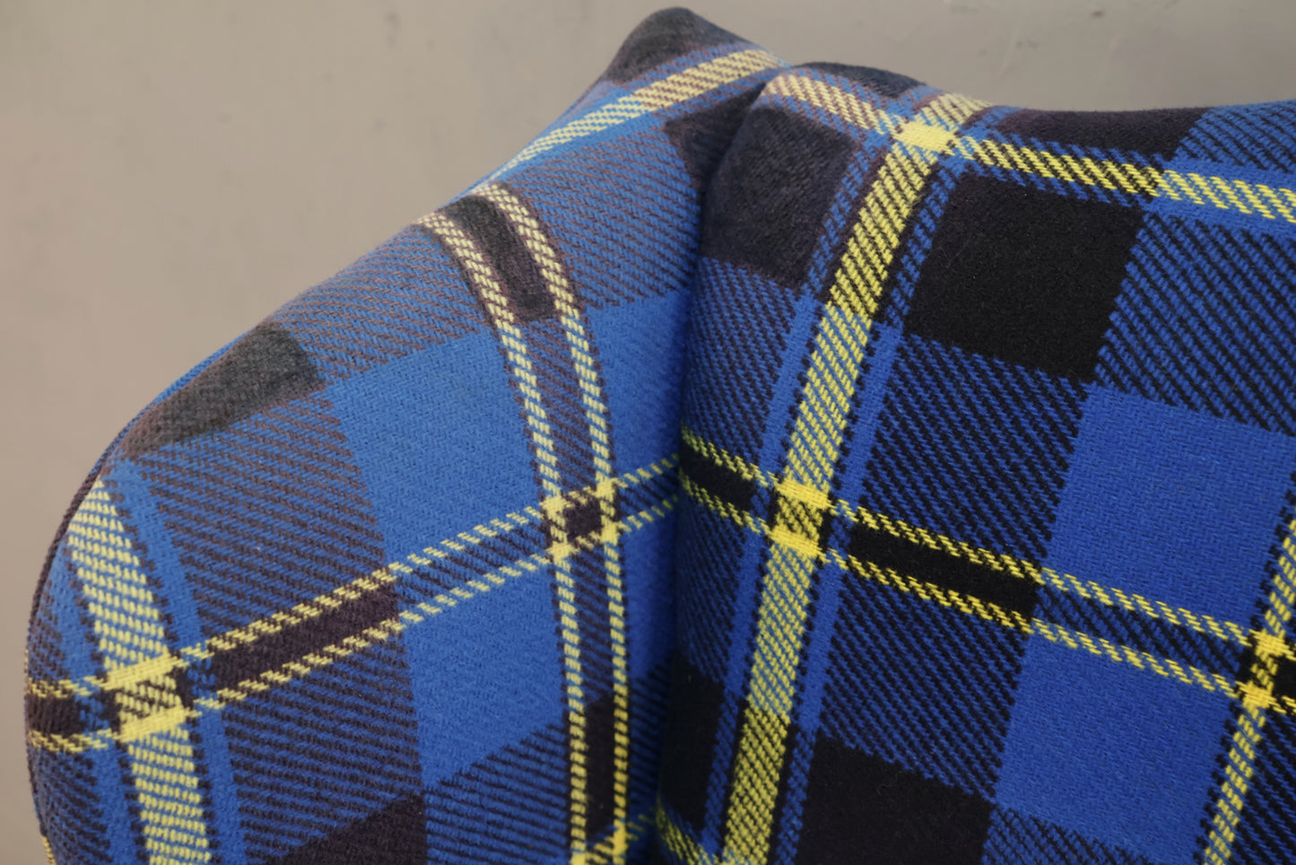 Blue & Yellow Plaid Wingback Armchair